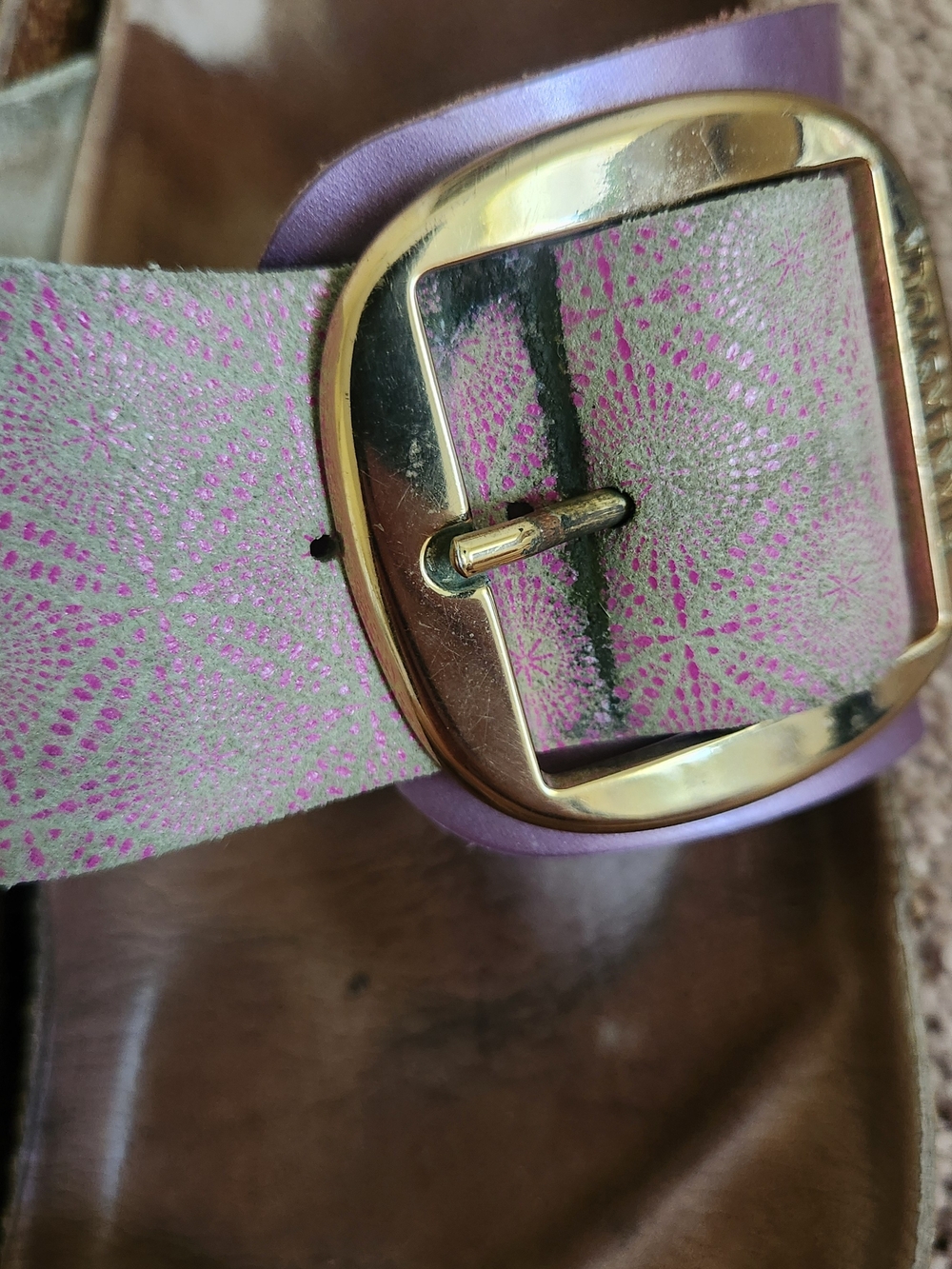 Birkenstock MIRAMAR Big Buckle Leather Ceramic Pattern Rose Rare Discontinued 38 - Picture 6 of 8